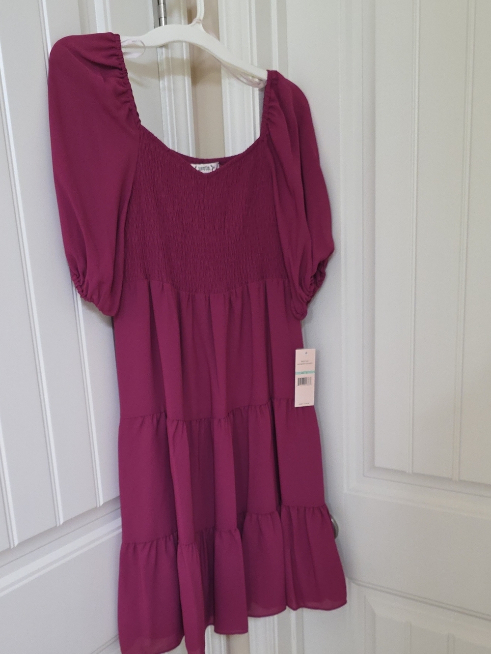Nanette Lepore Magenta Tiered Smocked Dress